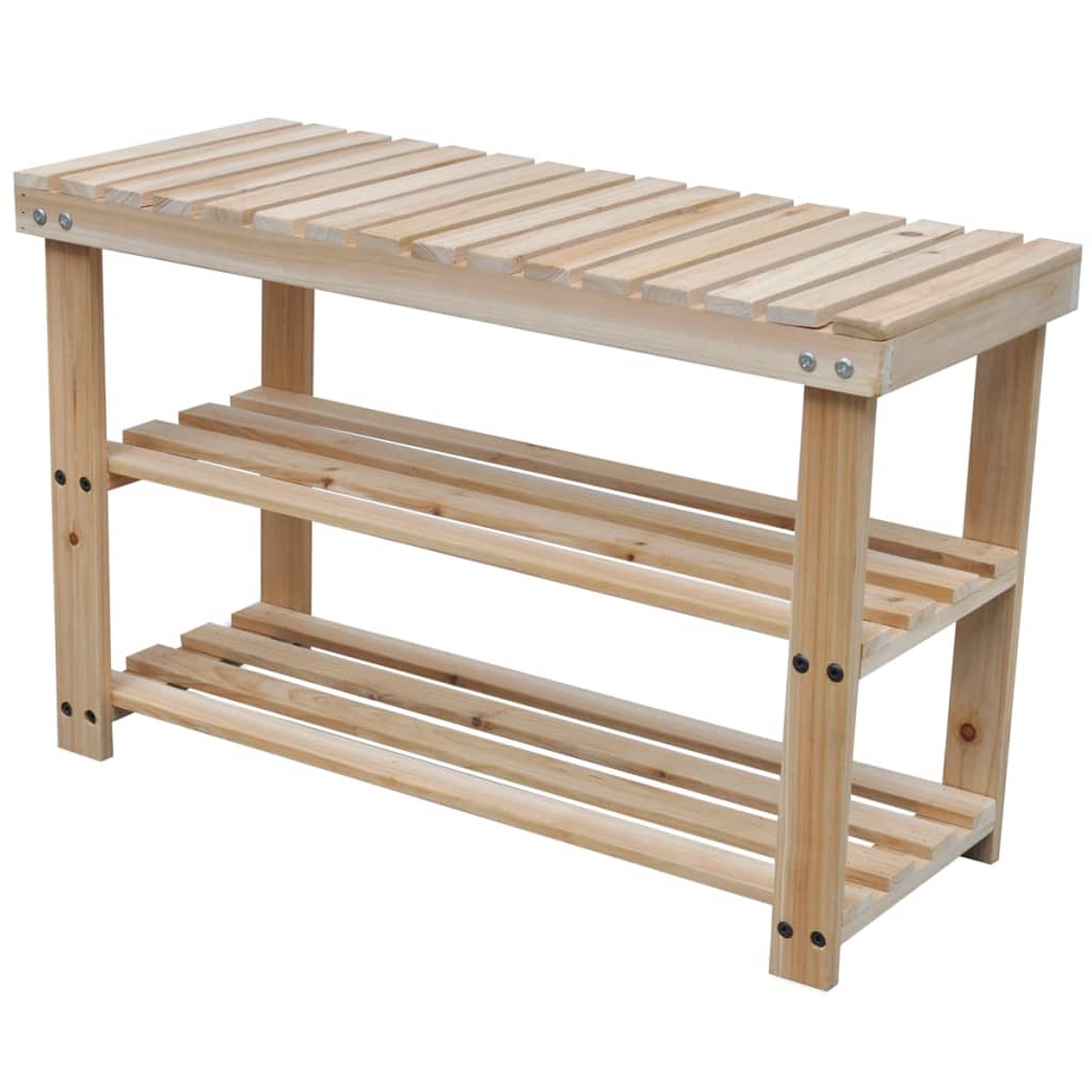 Scarpiera 2 In 1 Con Piano D'appoggio 2 Pz In Legno Massello