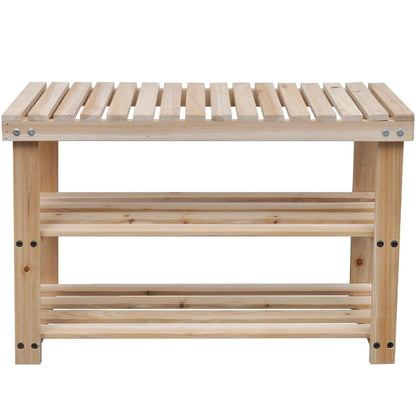 Scarpiera 2 In 1 Con Piano D'appoggio 2 Pz In Legno Massello
