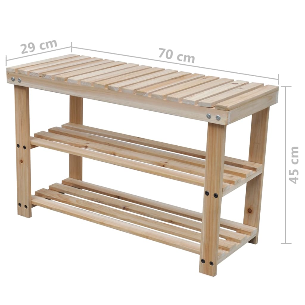 Scarpiera 2 In 1 Con Piano D'appoggio 2 Pz In Legno Massello