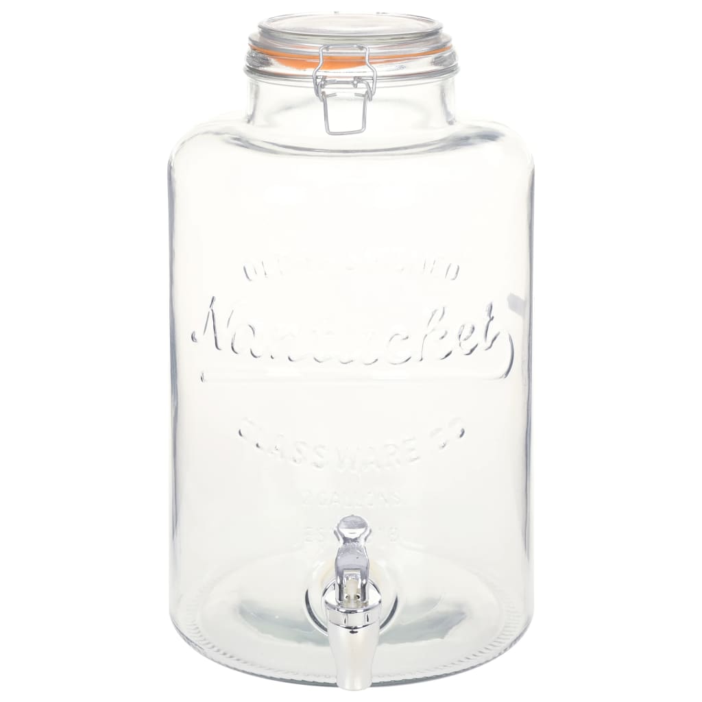 Distributore D'acqua Xxl Con Rubinetto Trasparente 8 L Vetro