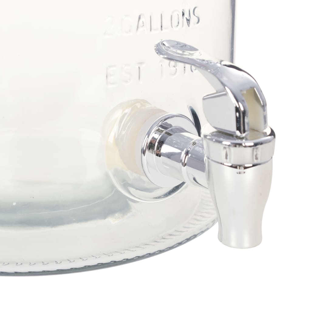 Distributore D'acqua Xxl Con Rubinetto Trasparente 8 L Vetro