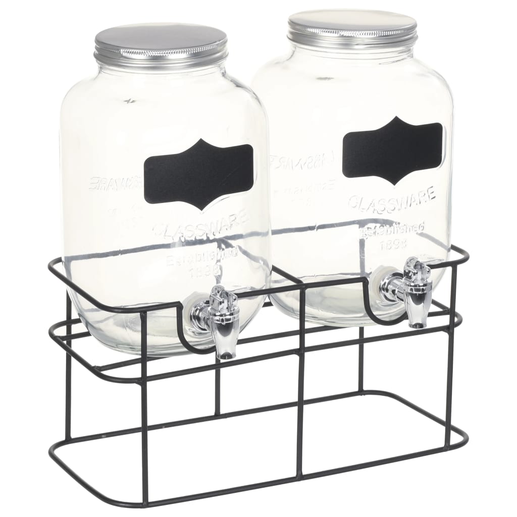 Distributori Di Bevande 2 Pz Da 4 L Con Supporto Vetro