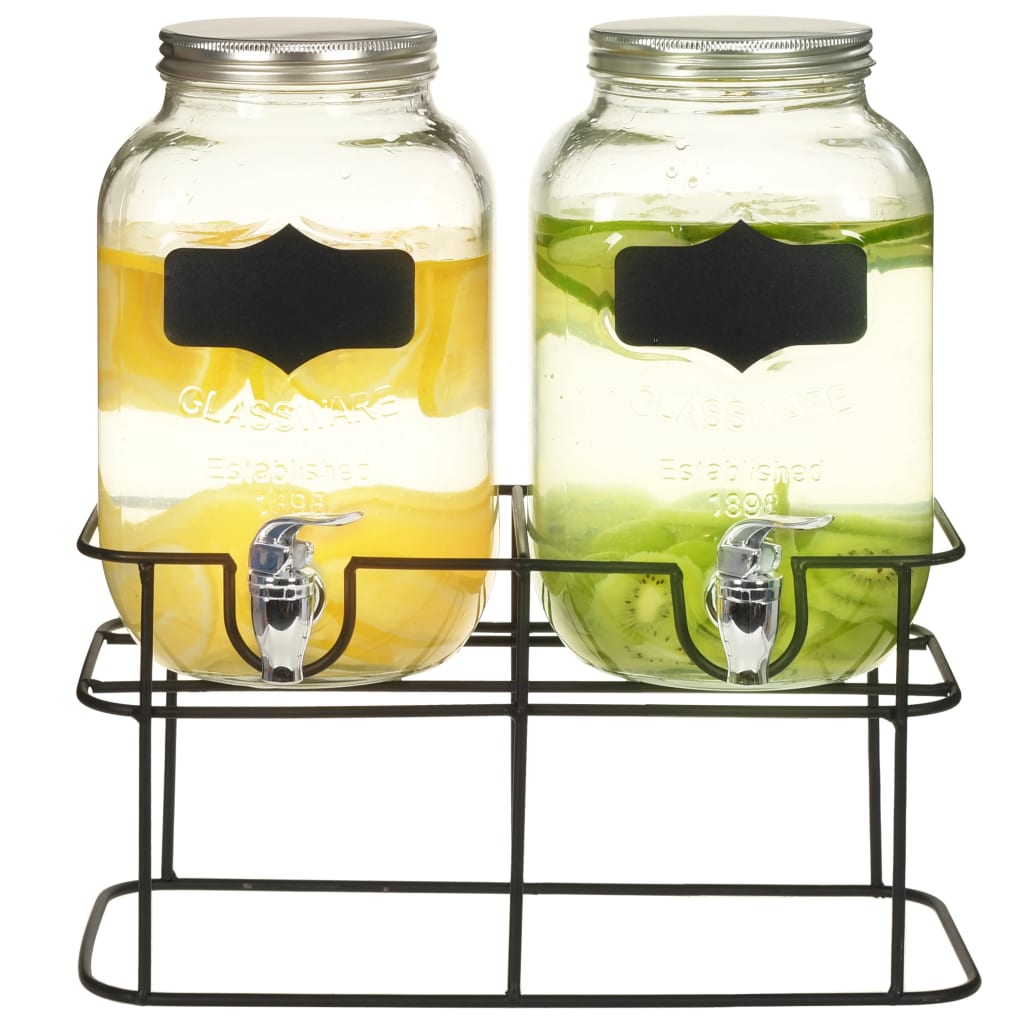 Distributori Di Bevande 2 Pz Da 4 L Con Supporto Vetro