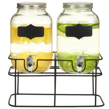 Distributori Di Bevande 2 Pz Da 4 L Con Supporto Vetro
