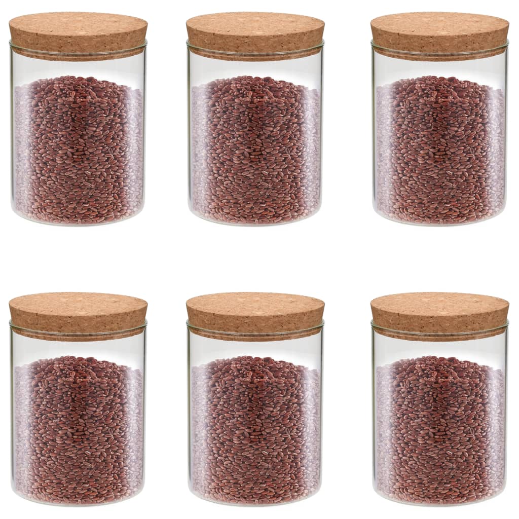 Barattoli In Vetro Con Coperchio In Sughero 6 Pz 1100 Ml