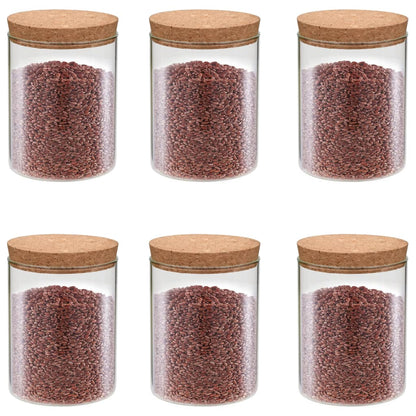 Barattoli In Vetro Con Coperchio In Sughero 6 Pz 1100 Ml