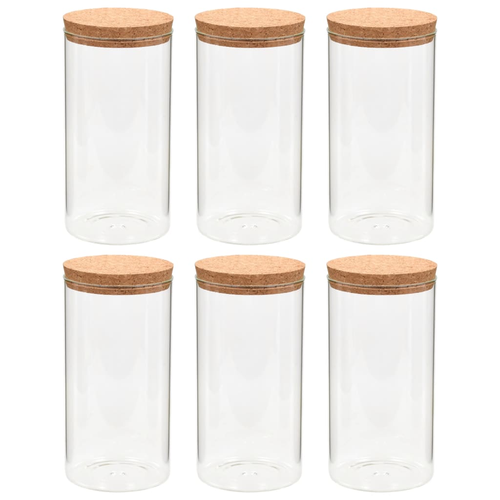 Barattoli In Vetro Con Coperchio In Sughero 6 Pz 1100 Ml
