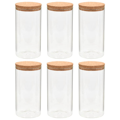 Barattoli In Vetro Con Coperchio In Sughero 6 Pz 1100 Ml