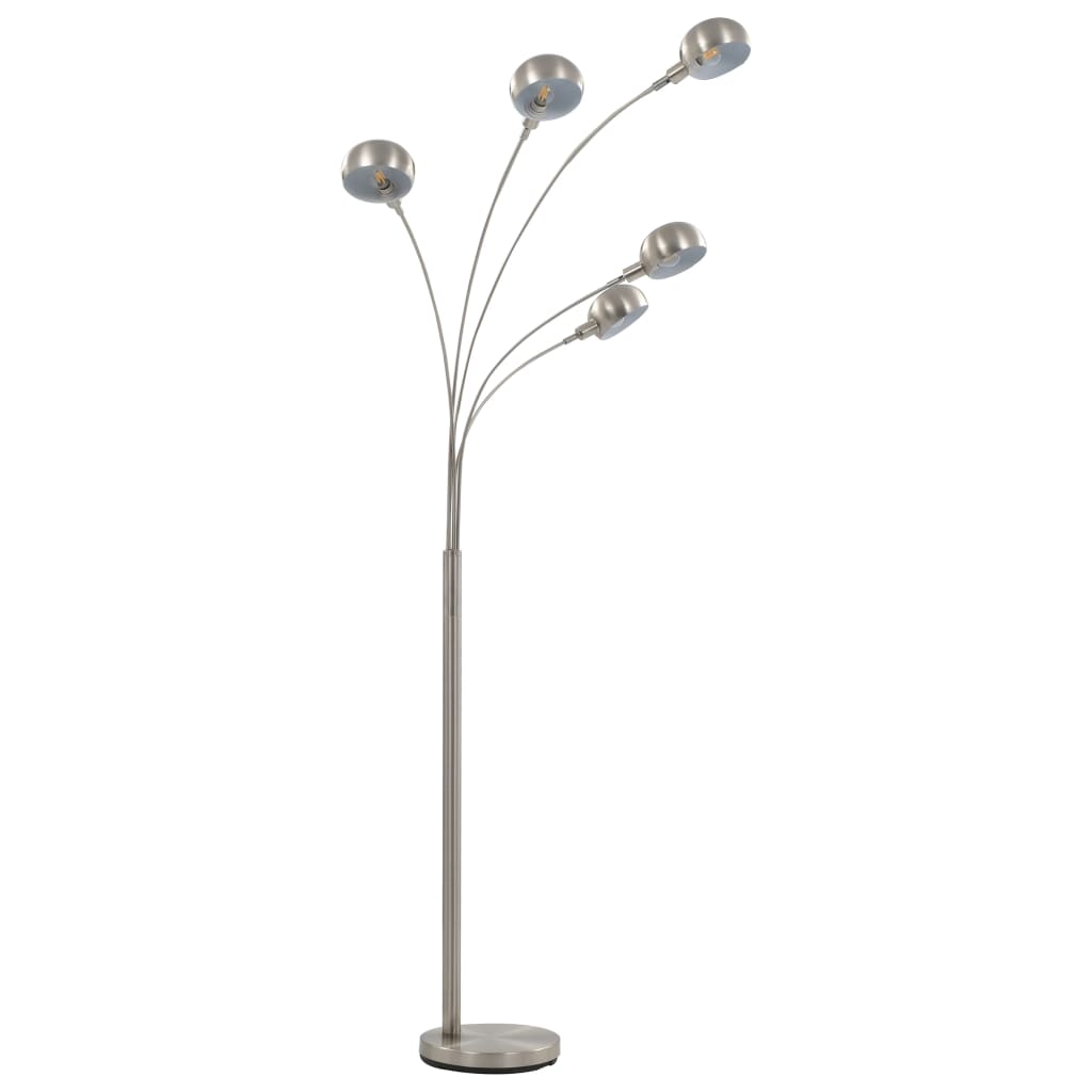 Lampada Da Terra 200 Cm 5 Bulbi E14 Argento