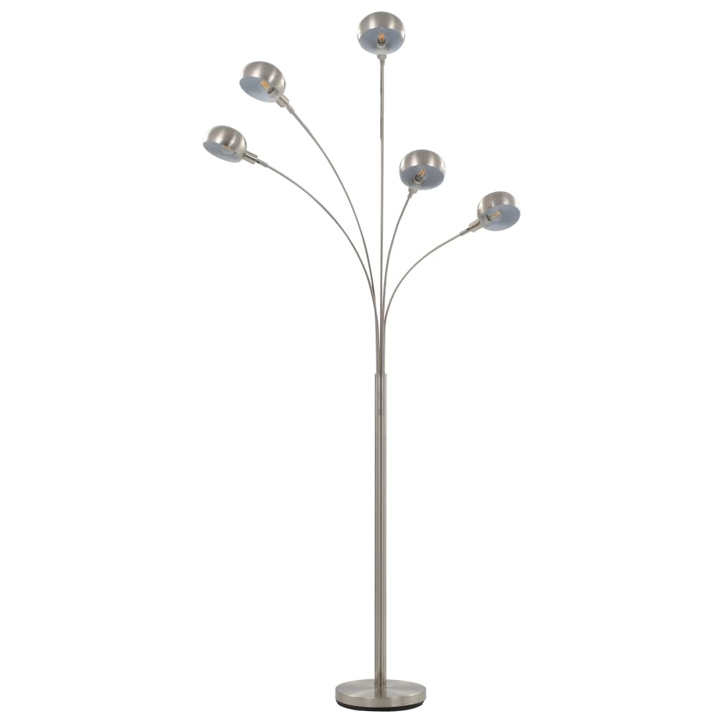 Lampada Da Terra 200 Cm 5 Bulbi E14 Argento