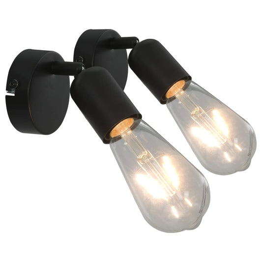 Faretti 2 Pz Con Lampadine A Incandescenza 2 W E27 Nero