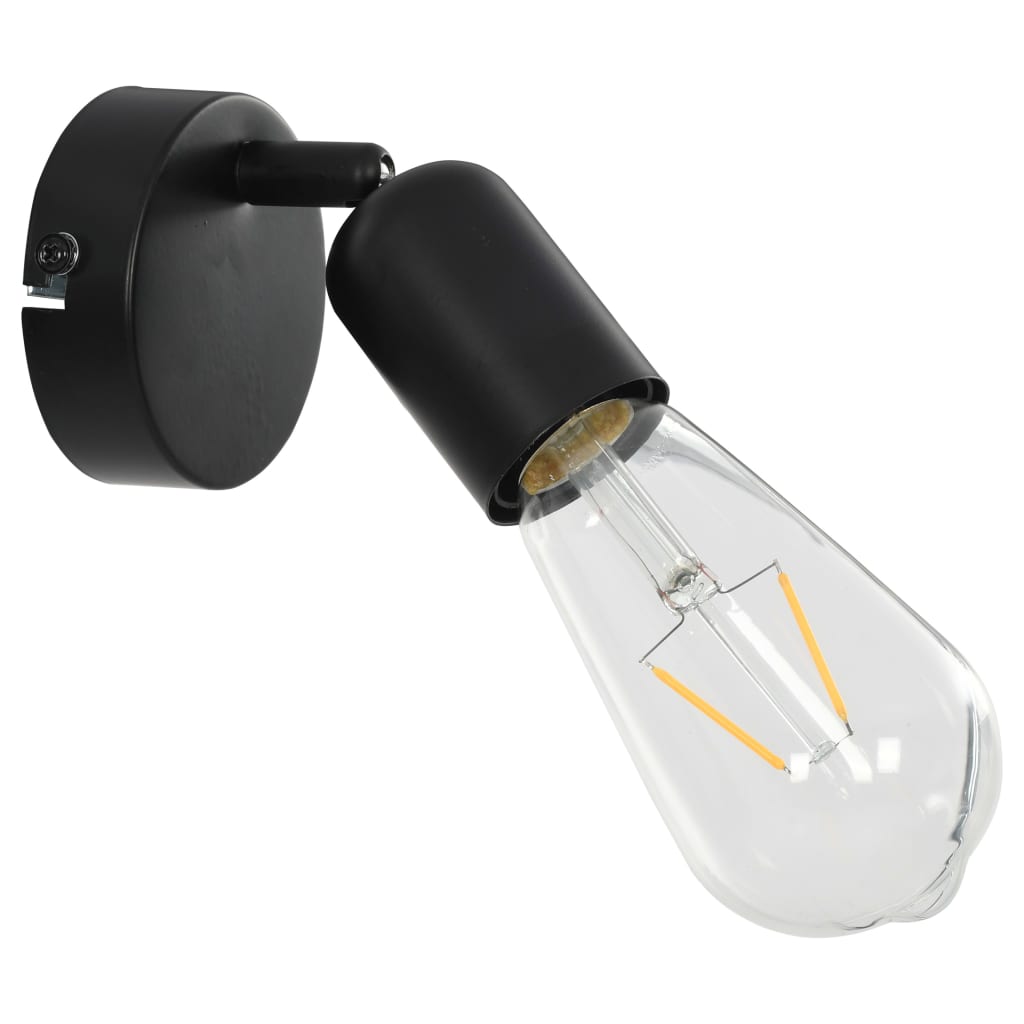 Faretti 2 Pz Con Lampadine A Incandescenza 2 W E27 Nero
