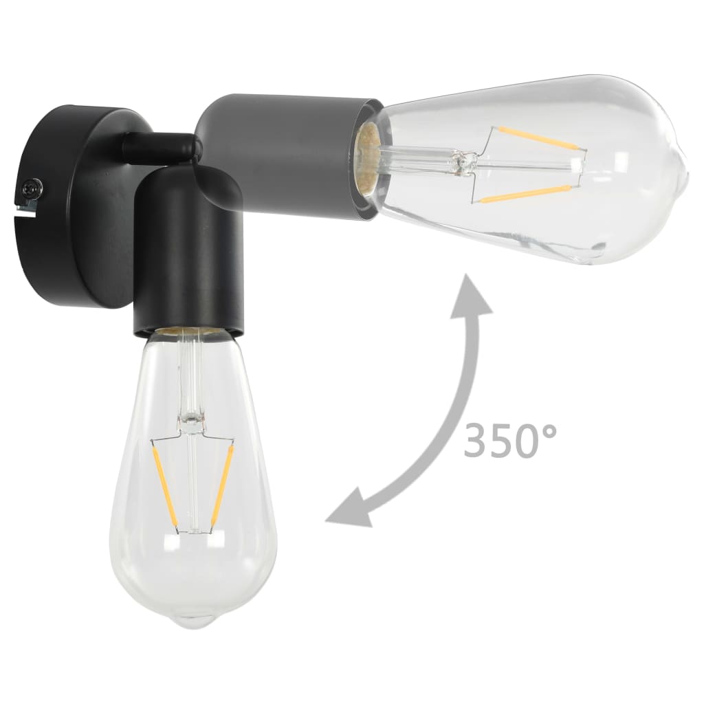 Faretti 2 Pz Con Lampadine A Incandescenza 2 W E27 Nero