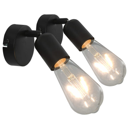 Faretti 2 Pz Con Lampadine A Incandescenza 2 W E27 Nero