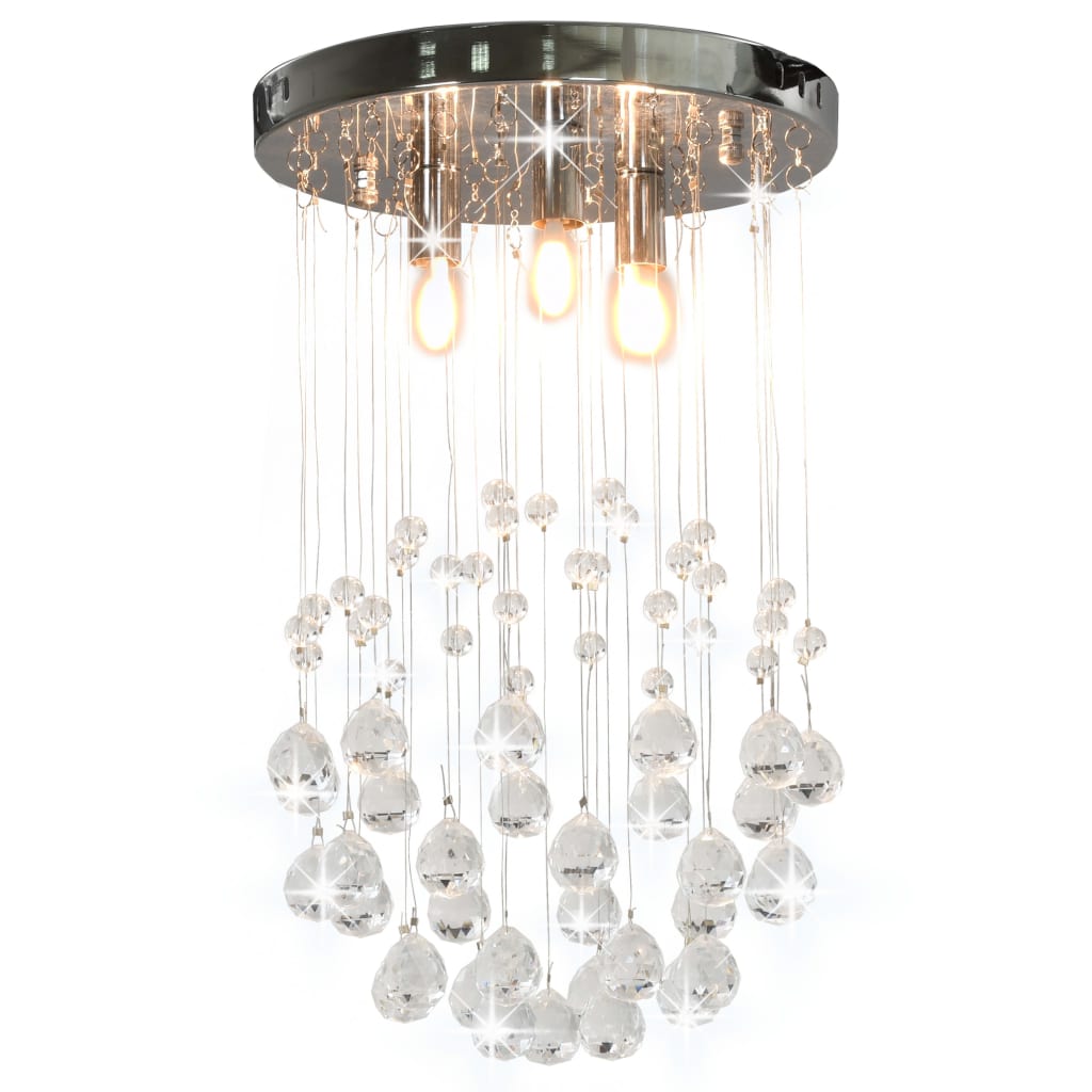 Lampadario Perle Di Cristallo A Sfera Argento 3  Lampadine G9