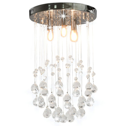Lampadario Perle Di Cristallo A Sfera Argento 3  Lampadine G9