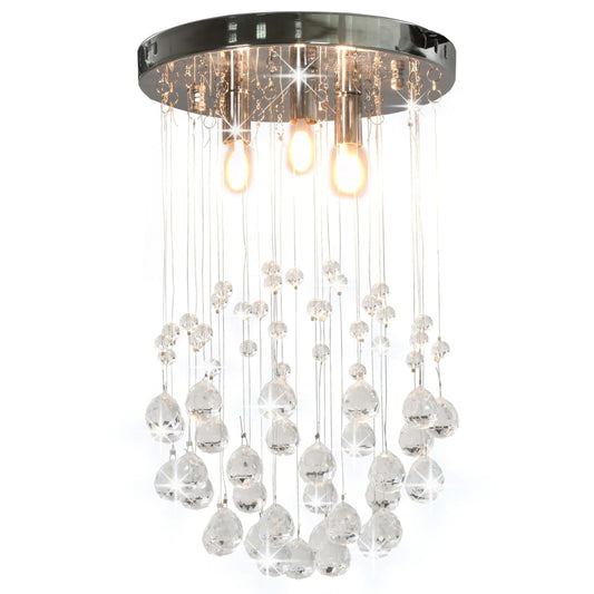 Lampadario Perle Di Cristallo A Sfera Argento 3  Lampadine G9