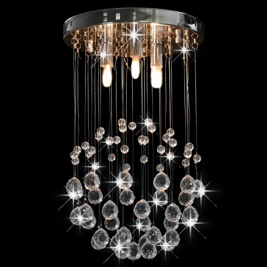 Lampadario Perle Di Cristallo A Sfera Argento 3  Lampadine G9
