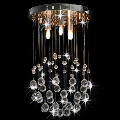 Lampadario Perle Di Cristallo A Sfera Argento 3  Lampadine G9