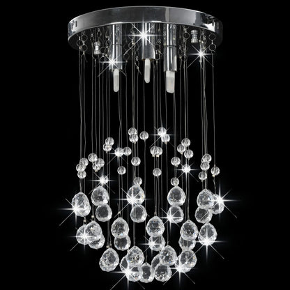 Lampadario Perle Di Cristallo A Sfera Argento 3  Lampadine G9