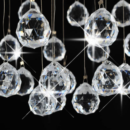 Lampadario Perle Di Cristallo A Sfera Argento 3  Lampadine G9