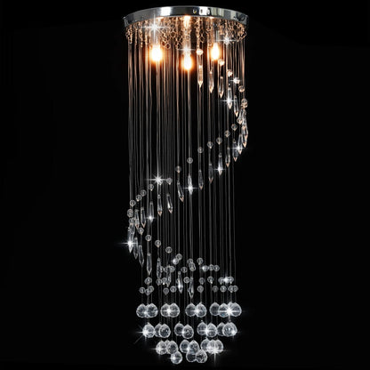 Lampadario Con Perle Di Cristallo A Spirale Argento G9
