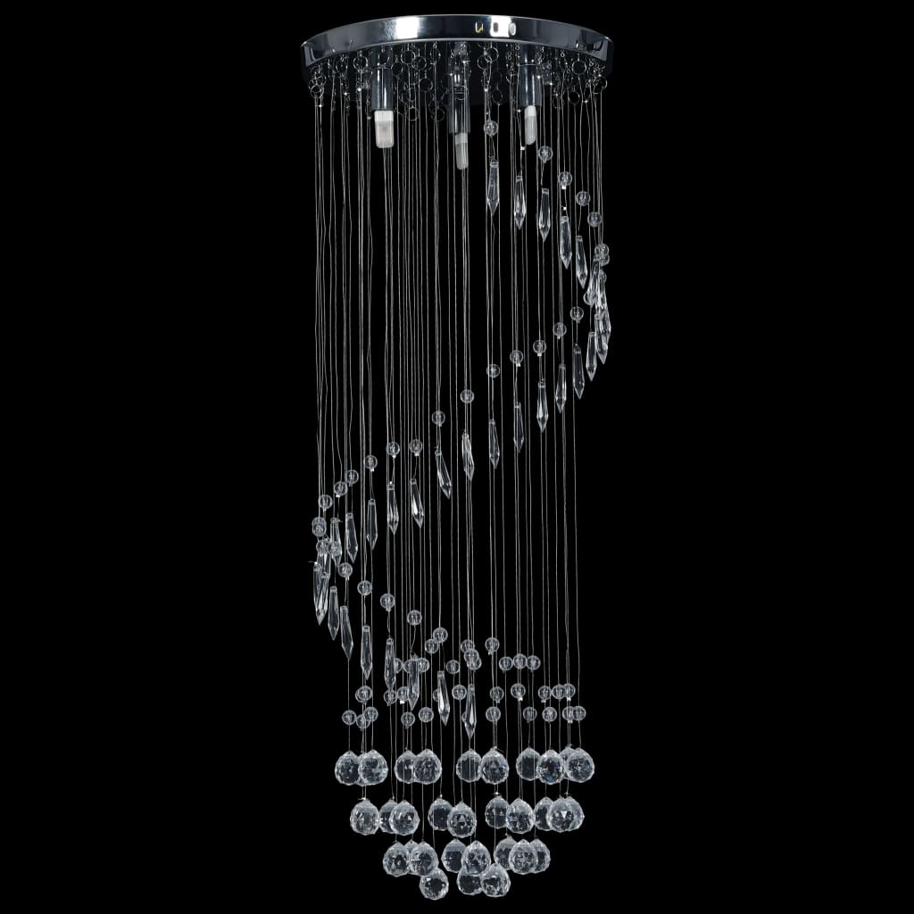 Lampadario Con Perle Di Cristallo A Spirale Argento G9