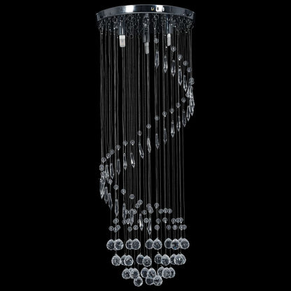Lampadario Con Perle Di Cristallo A Spirale Argento G9