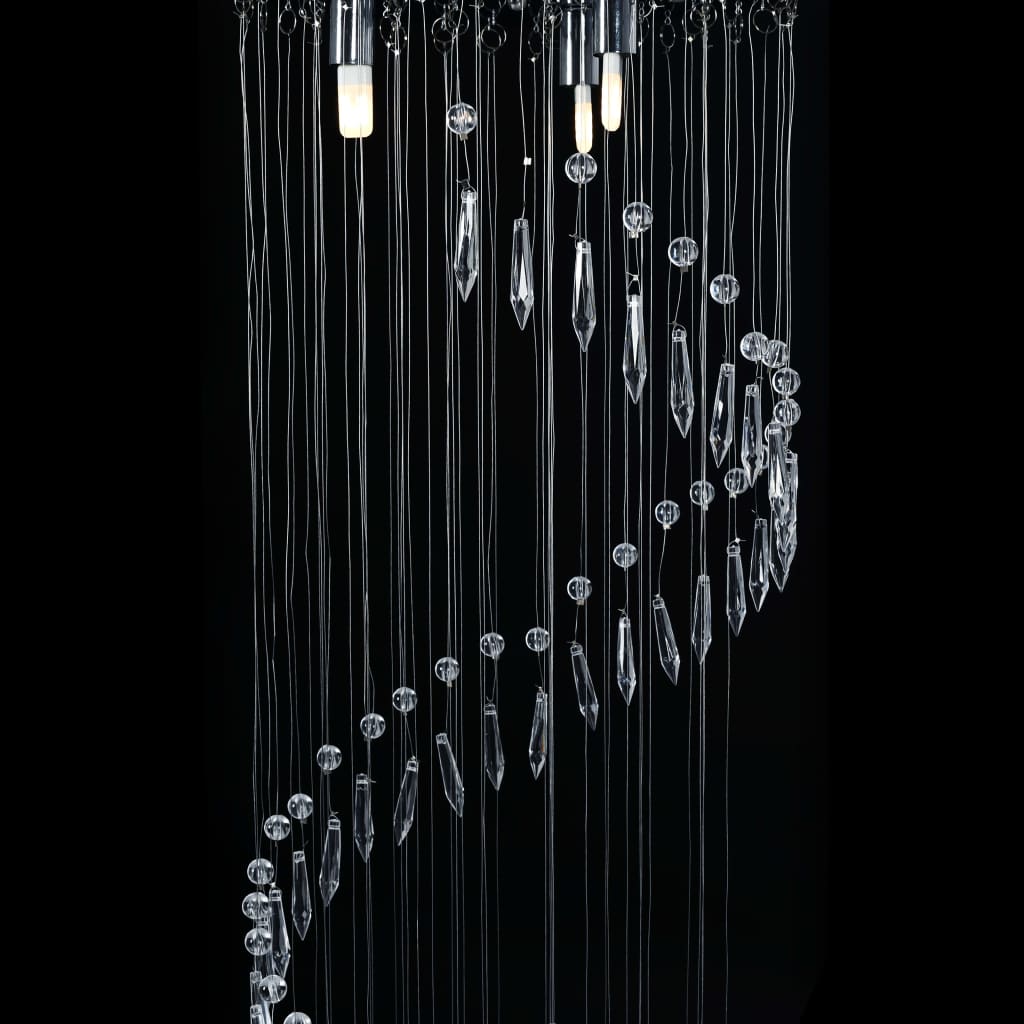 Lampadario Con Perle Di Cristallo A Spirale Argento G9