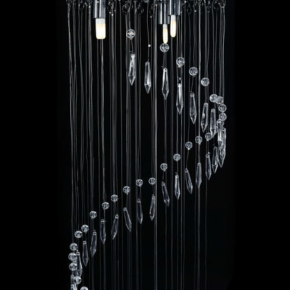 Lampadario Con Perle Di Cristallo A Spirale Argento G9