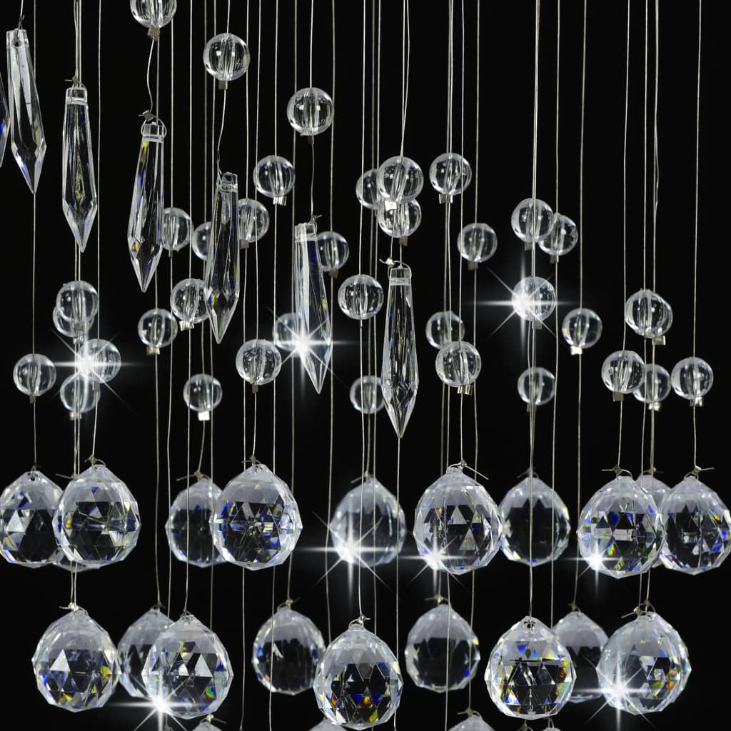 Lampadario Con Perle Di Cristallo A Spirale Argento G9
