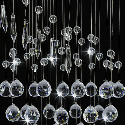 Lampadario Con Perle Di Cristallo A Spirale Argento G9