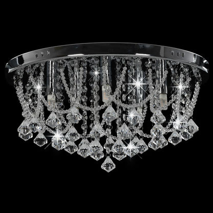 Lampadario Perle Di Cristallo Argento Rotondo 4 Lampadine G9