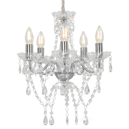 Lampadario Con Perline Di Cristallo Tondo 5 E14