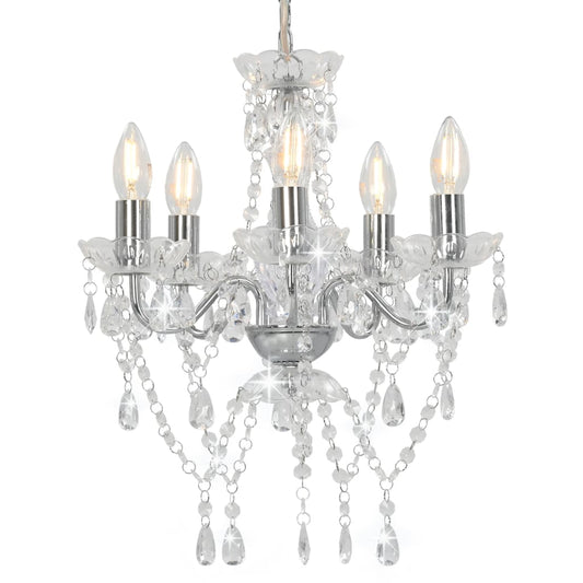 Lampadario Con Perline Di Cristallo Tondo 5 E14