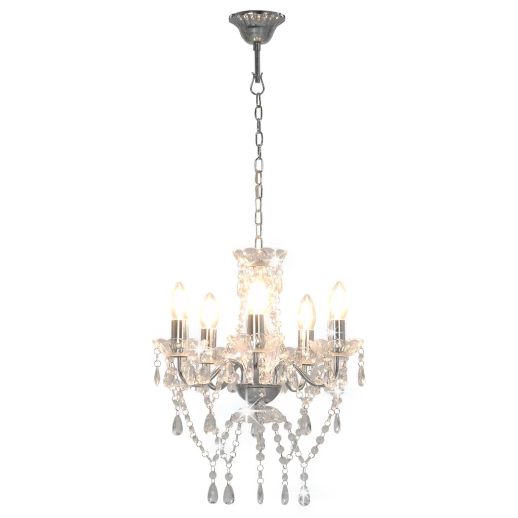 Lampadario Con Perline Di Cristallo Tondo 5 E14