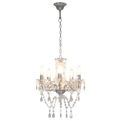 Lampadario Con Perline Di Cristallo Tondo 5 E14