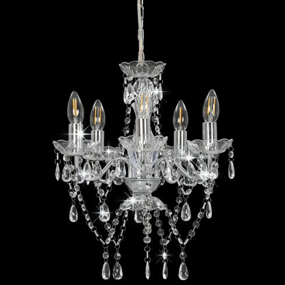 Lampadario Con Perline Di Cristallo Tondo 5 E14