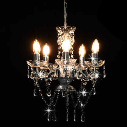 Lampadario Con Perline Di Cristallo Tondo 5 E14
