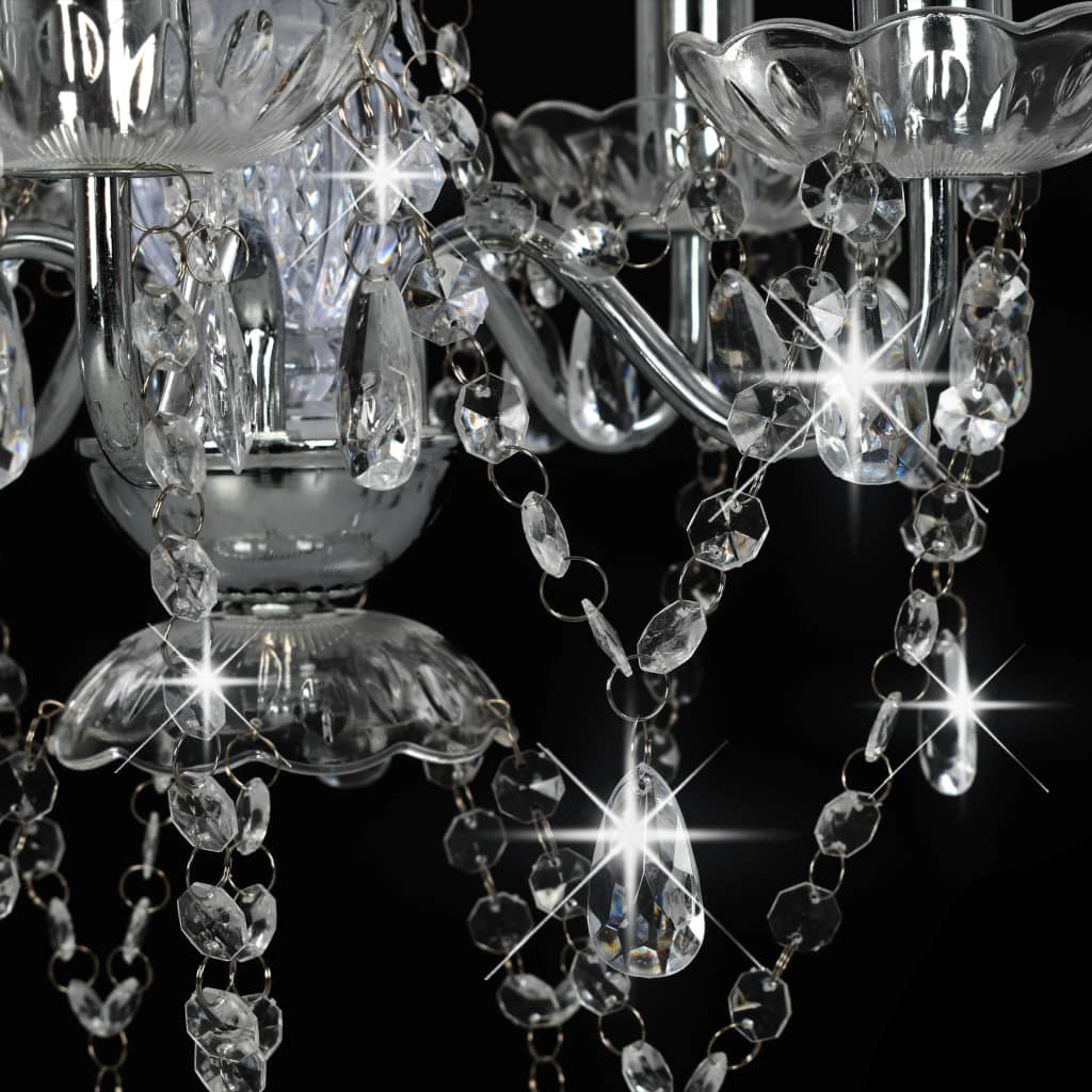 Lampadario Con Perline Di Cristallo Tondo 5 E14