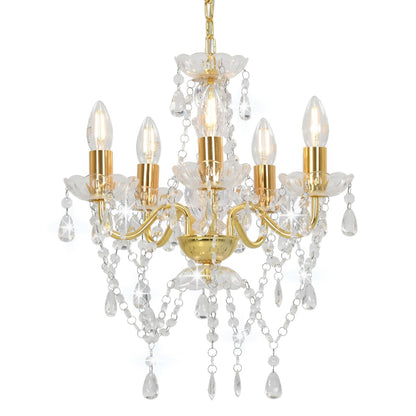 Lampadario Con Perline Di Cristallo Tondo 5 E14