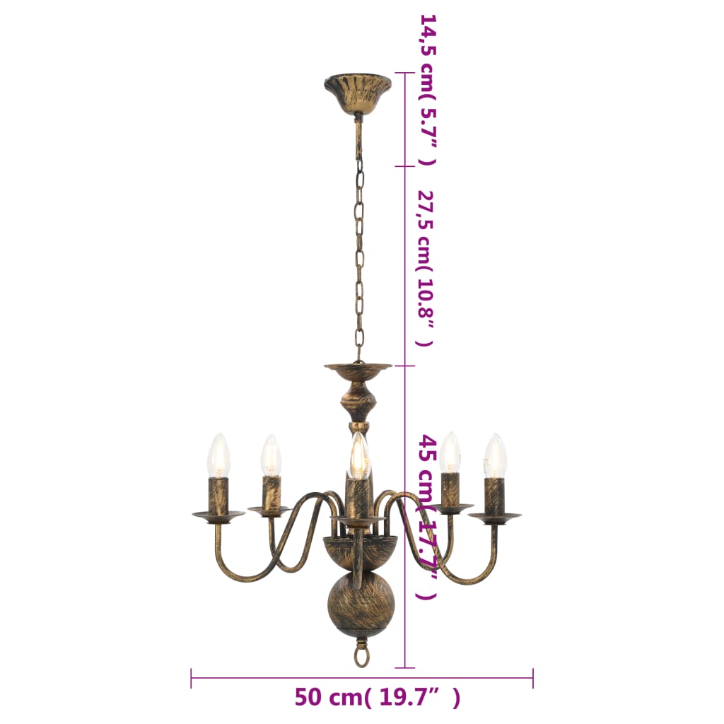 Candelabro Stile Anticato 5 Lampadine E14