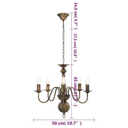 Candelabro Stile Anticato 5 Lampadine E14