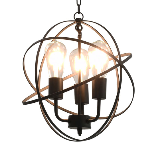 Lampada Sferica A Sospensione Nera 3 Lampadine E27