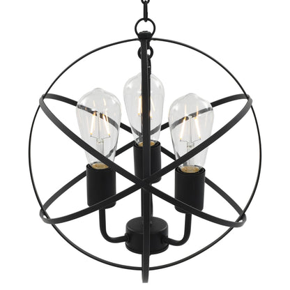 Lampada Sferica A Sospensione Nera 3 Lampadine E27