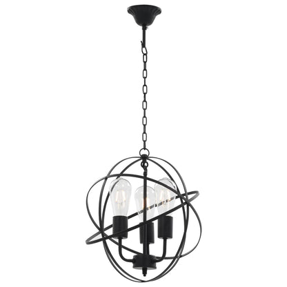 Lampada Sferica A Sospensione Nera 3 Lampadine E27