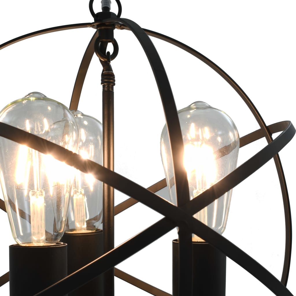 Lampada Sferica A Sospensione Nera 3 Lampadine E27