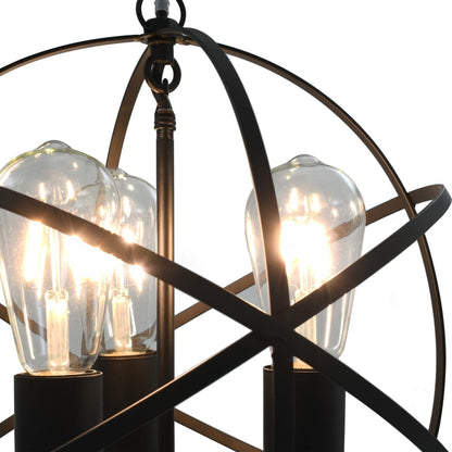Lampada Sferica A Sospensione Nera 3 Lampadine E27
