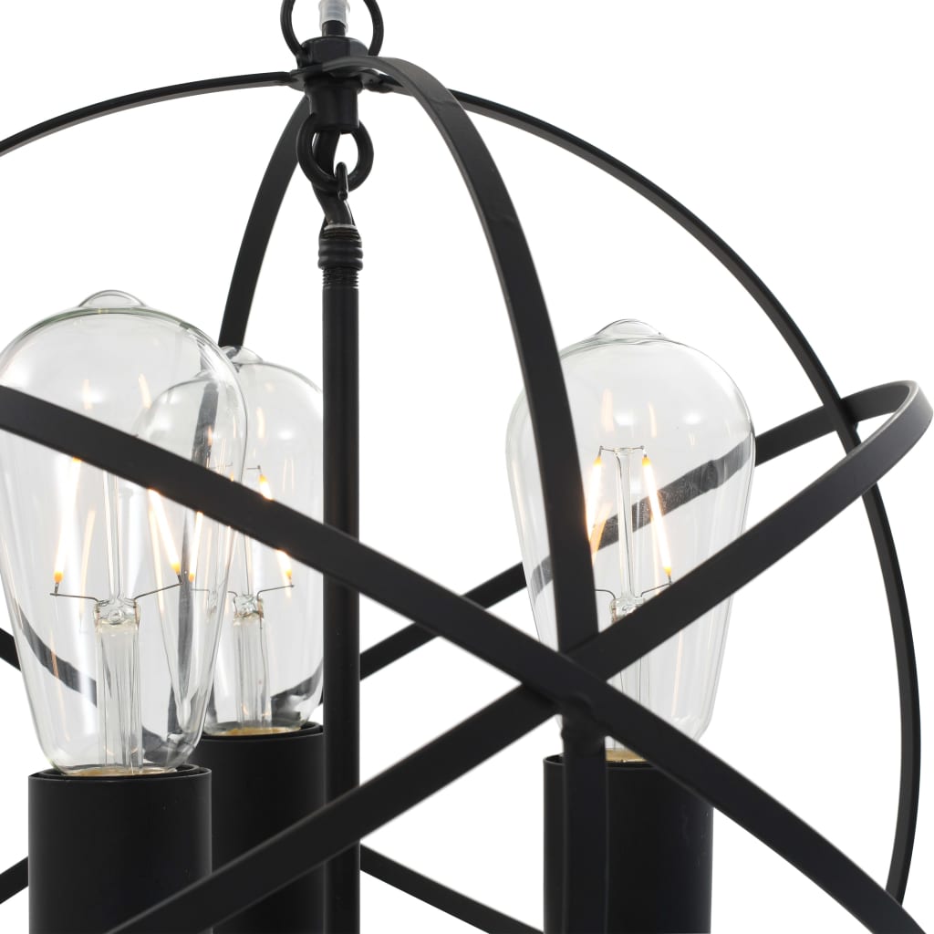 Lampada Sferica A Sospensione Nera 3 Lampadine E27
