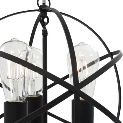 Lampada Sferica A Sospensione Nera 3 Lampadine E27